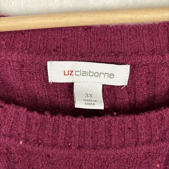 Liz Claiborne Sparkle Ribbed Sweater Royal Magenta Pink Size 3X Original $59 NWT - Picture 4 of 7
